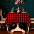 thumbnail image 7 of Christmas Plaid Tablecloth Rectangle - Red Buffalo Plaid Linen Cotton Gingham Tablecloth Xmas Table Cloths, Winter Farmhouse Table Decorations for Dining/Parties/Holiday, 55 x 55 Inch, 7 of 7