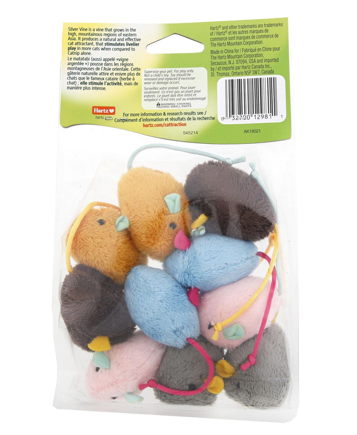 Hartz Cattraction Crinkle Mice Jouet pour chat avec vigne argentée et herbe à chat, 10 ct Jouet pour chat Silvervine