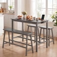 thumbnail image 1 of Costway 4 PCS Counter Height Dining Table Set with Power Outlet Saddle Backless Bench Stools Gray, 1 of 10