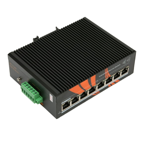 8 Port Industrial Unmanaged Fast Ethernet DIN Rail Switch, 12 To 58V DC Input Switch, IP40 Protection, Plug And Play, -40 To 80 Ethernet Switch For Electric Power