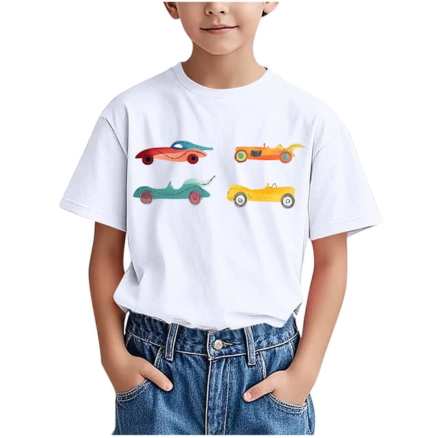 WRKEKC T-Shirts d'Été pour Garçons, T-Shirts Décontractés pour Garçons, T-Shirts Polyvalents Décontractés à Manches Courtes pour Enfants avec Motif Imprimé et Col Rond