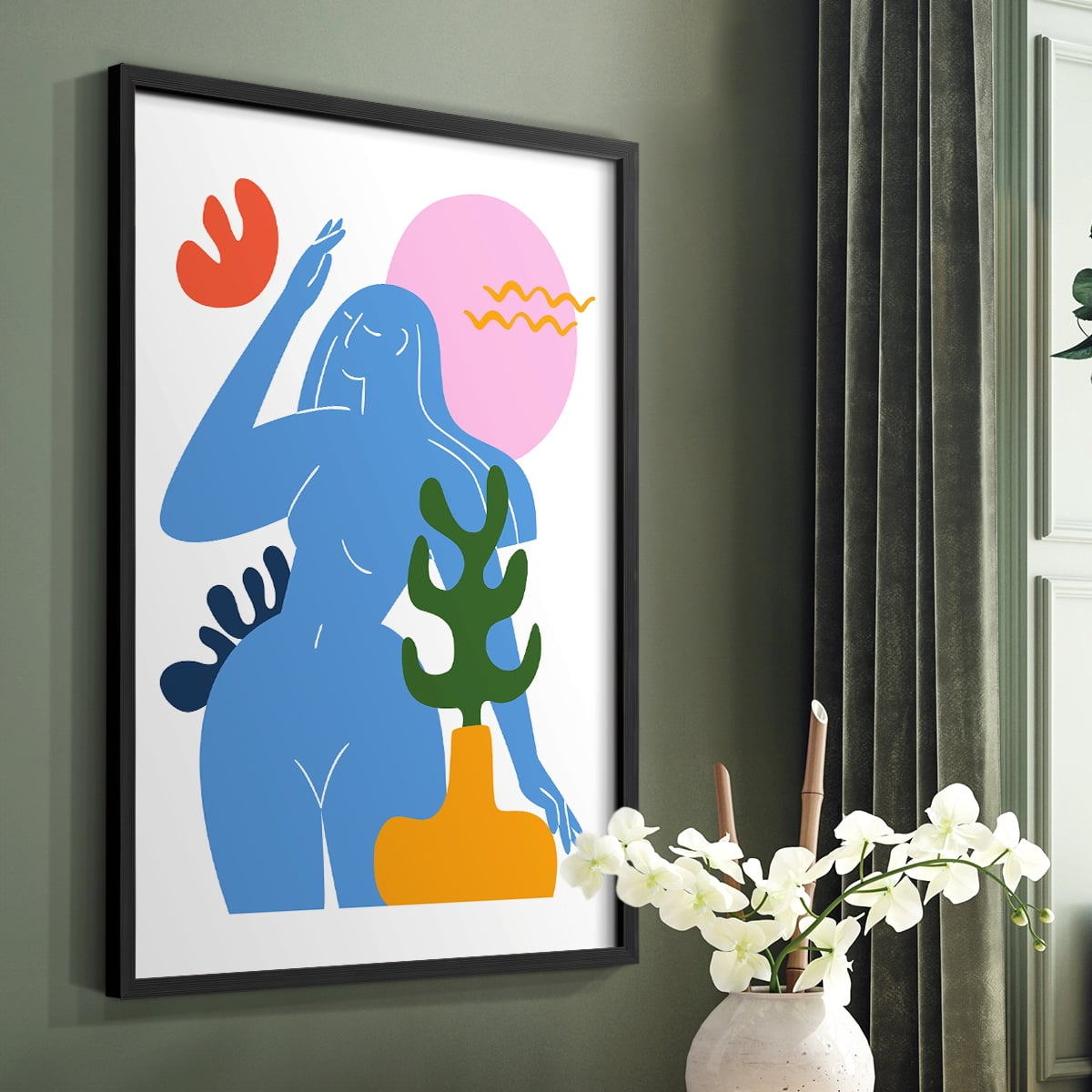 Matisse CDXLVII in Black Solid Wood Framed Print No Nail Hanging