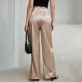 thumbnail image 6 of LEKWK Satin Wide Leg Pants for Women High Waisted Casual Palazzo Pants Loose Fit Comfy Straight Leg Trousers with Pockets Fall Fashion Business Work Outfits, 6 of 6