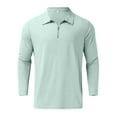 thumbnail image 4 of JTieacloth Button Casual Tee Collared Men New Striped Zipper Shirt Lapel Shirt Long Sleeved T Shirt Autumn And Winter Business Casual Jacket Green S, 4 of 5