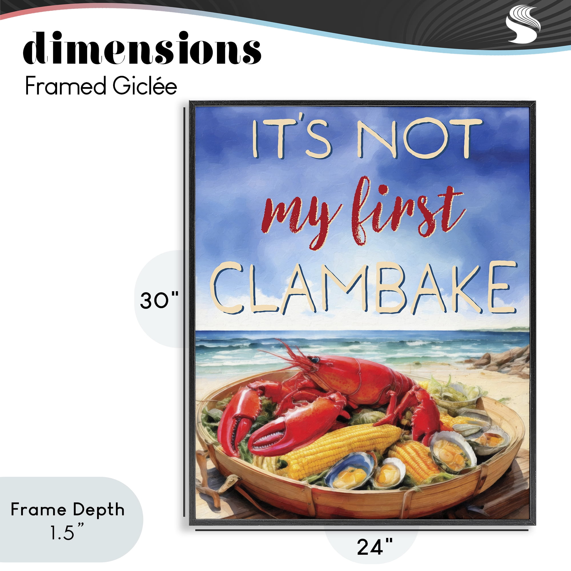 Stupell Industries Not My First Clambake Black Framed Giclee Art, design by Grotto Studios