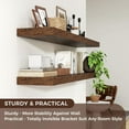 thumbnail image 4 of Floating Shelves for Wall, 48"W x 9"D x 1.5"H, 2 Pack of Long Wall Mounted Engineered Wood Shelves with Invisible Brackets for Living Room, Bedroom, Bathroom, Kitchen Decor and Storage, Rustic Brown, 4 of 14