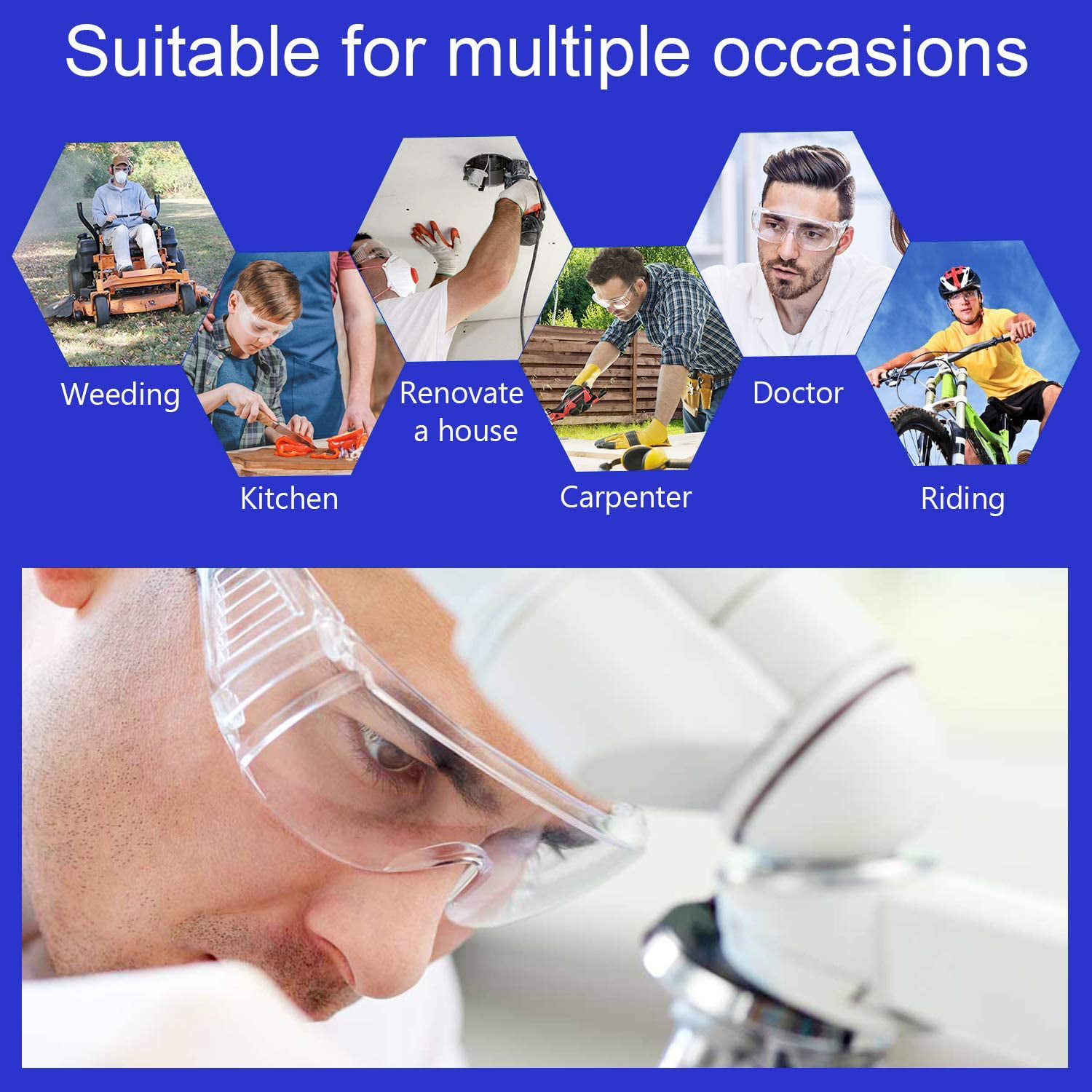 2 PCS ZHIKE Clear Anti-Fog and Scratch Reduction Goggle for Work and Sport Safety Glasses Women Men