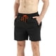 thumbnail image 1 of Pantalones cortos negros, bolsillos con cremallera, pantalones de playa para hombre., 1 of 6