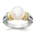 thumbnail image 1 of Sterling Silver w/14k Diamond & Freshwater Cultured Pearl Ring - Size 8, 1 of 3