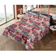 thumbnail image 4 of Ambesonne Floral Design Fitted & Flat Sheet with Shams 4 Pcs Set, Jumble Cactus Flowers, Queen, Dark Coral Laurel Green, 4 of 5