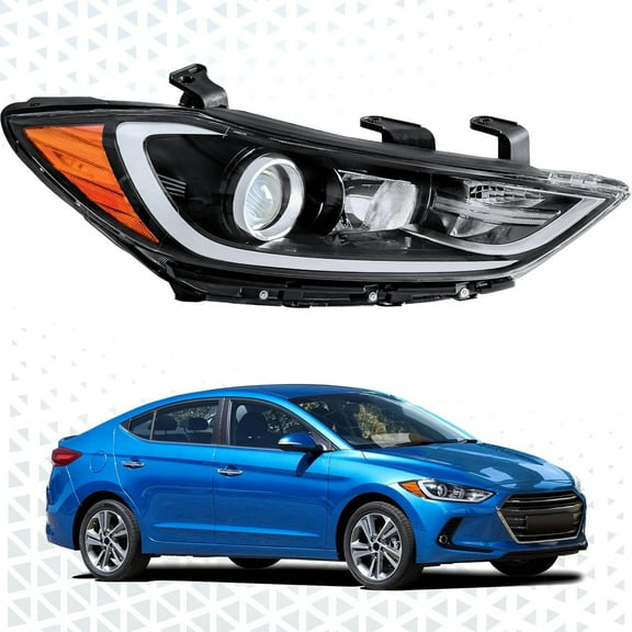 HOUGEET Front Headlight Assembly Fit for 2017 2018 Hyundai Elantra Passenger Side Halogen Headlamp