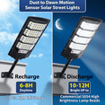 thumbnail image 2 of Solar Street Light Solar Security Flood Lights Pole Barn Commercial Parking Lot Lights Outdoor Dusk to Dawn LED Solar Light Motion Sensor Remote Control, 2 of 8