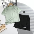 thumbnail image 2 of Leey-World Boys Outfit Sets Size 7 Boys 2 Piece Athletic Outfits Short Sleeve Sport T-shirt and Shorts Summer Casual Clothes for 6-12 Years Boys Outfit Sets Size 10-12(Green,5-6 Years), 2 of 4