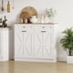 thumbnail image 2 of Gabinete de Basura con Doble Apertura Inclinable de 20 Galones, Gabinete de Madera Oculto para Basura, Mueble de Lavandería Estilo Campestre con Encimera y Cajón, 2 of 7