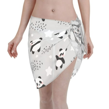 Ocsxa Pandasbetween Clouds And Stars Print Sarong Coverups For Women Bathing Suit Wrap Swimsuit Skirt Beach Bikini Cover Up Swimwear