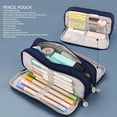 thumbnail image 3 of Pencil Pouch, Black Stylish Large Capacity Pencil Case  for Office for Home, 3 of 7