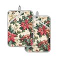 thumbnail image 7 of Yayeee Pot Holders Kitchen Heat Resistant with Pocket 7"x9.8" Cotton Oven Cooking Hot Pads, Red Christmas Poinsettia, 7 of 7