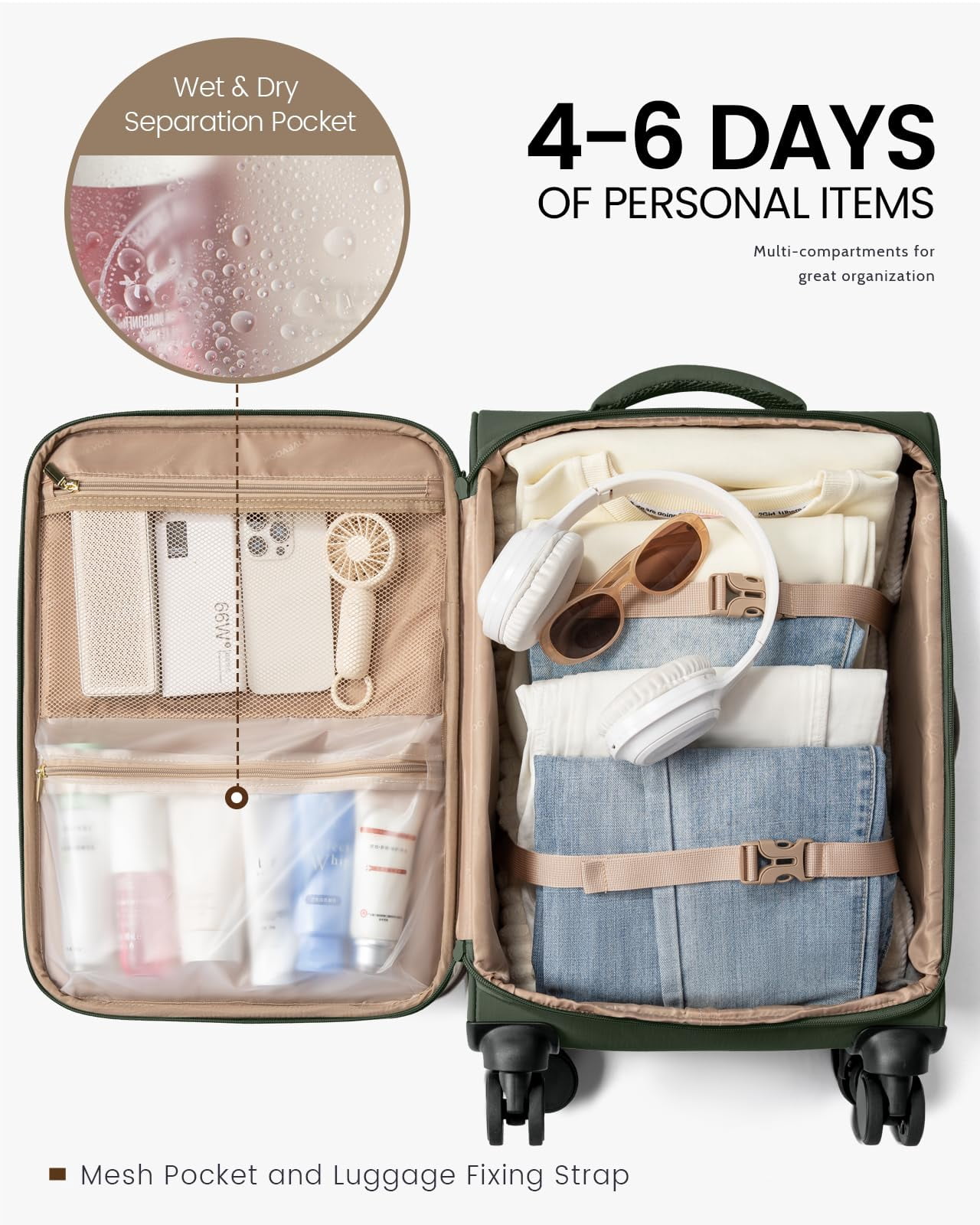 LOVEVOOK Carry On Luggage 22x14x9 Airline Approved, 22 Inch Softside Suitcases with Spinner Wheels, Lightweight Carry-on Suitcase with TSA Lock for Women Men, Large Luggage for Travel Business Trip