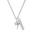 thumbnail image 1 of Delight Jewelry Silvertone Small Fairy with Clear Wings Silvertone Sisters Best Friends Forever Bar Charm Necklace, 23", 1 of 4