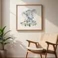 thumbnail image 5 of Elephant, Safari Animals, Jungle Animals, Purple Flowers, Gender Neutral Nursery - Illustration Watercolor Animal Floral Whimsical Oak Framed Wall Art Print 8 x 8 inches, 5 of 8