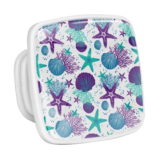 4PCS Square Cabinet Fluorescence Knob Glowing in the Dark Furniture Drawer Pulls Handle with Screws Starfish