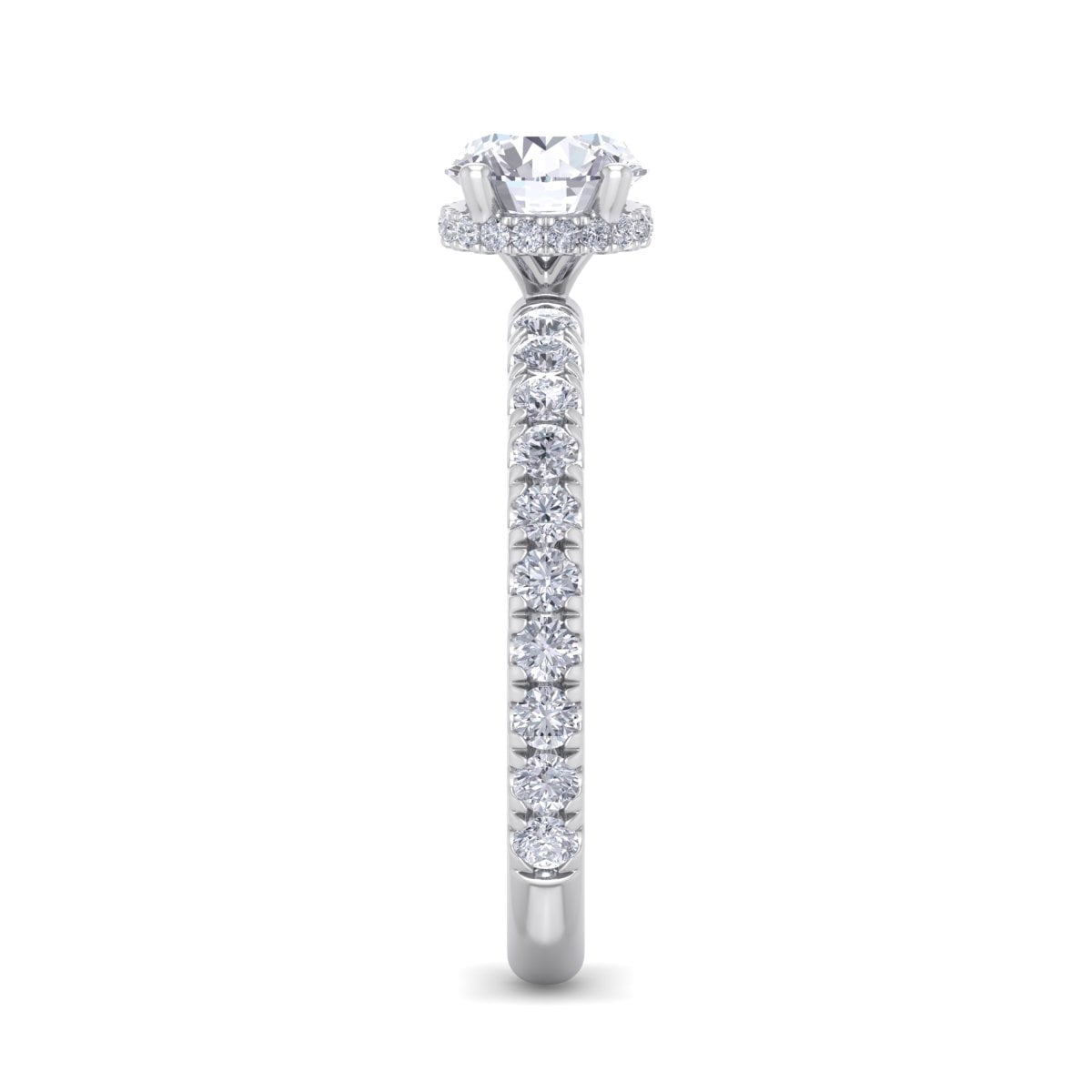 SuperJeweler 1 1/2 Carat Round Shape Hidden Halo Moissanite Engagement Ring In 14 Karat White Gold For Women