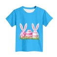 thumbnail image 5 of SERTG Girls Easter Bunny Print Short Sleeve T Shirt Soft Breathable Crew Neck Tee Casual Regular Fit Lightweight Comfortable Fashion Top Cute Easter Holiday T Shirt(Blue,7-8Years), 5 of 5