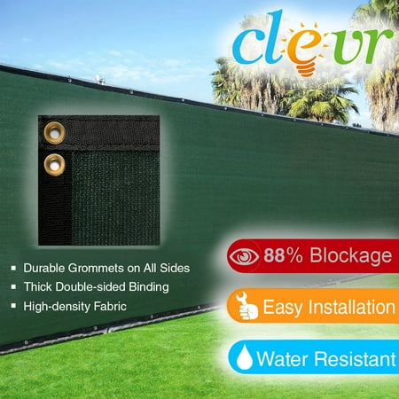 Windscreen Cover - Clevr 6' x 50' Commercial Grade Fence Windscreen Privacy Screen Shade Cover Mesh Garden with Grommets, Green | 1 YEAR LIMITED WARRANTY