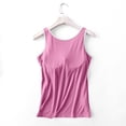 thumbnail image 5 of Bmisegm Built In Bra Tank Tops For Women Seamless Sleeveless Spaghetti Strap Contrast Binding Padded Camisole Regular Fit Undershirt Womens Tops Hot Pink XXL, 5 of 7