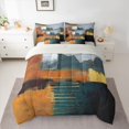 thumbnail image 3 of Homewish Orange Teal Watercolor Twin Bedding Sets 7-Piece for Adult, Artwork Abstract Bedding Comforter Set, Vintage Oil Printing Reversible Sheet Sets, Super Cozy Room Decor, 3 of 8