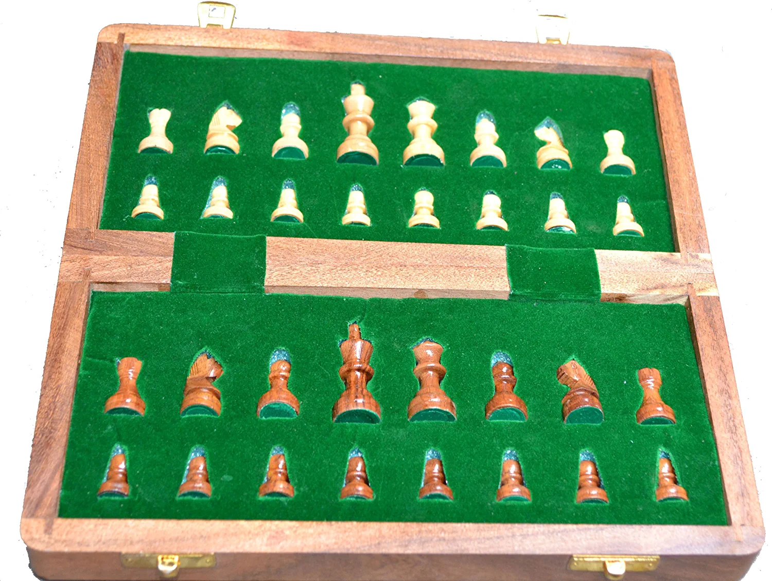 ChessBazar 10x10” Chess Set Chess Set with Bag - Folding Standard Magnetic Travel Chess Board Game Handmade in Fine Acacia wood with Storage for Chessmen