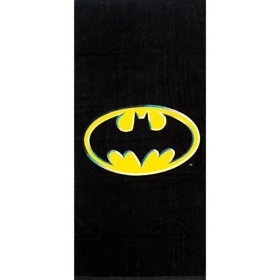 Batman Symbol Emblem Black Cotton Beach Towel, 28" X 58"