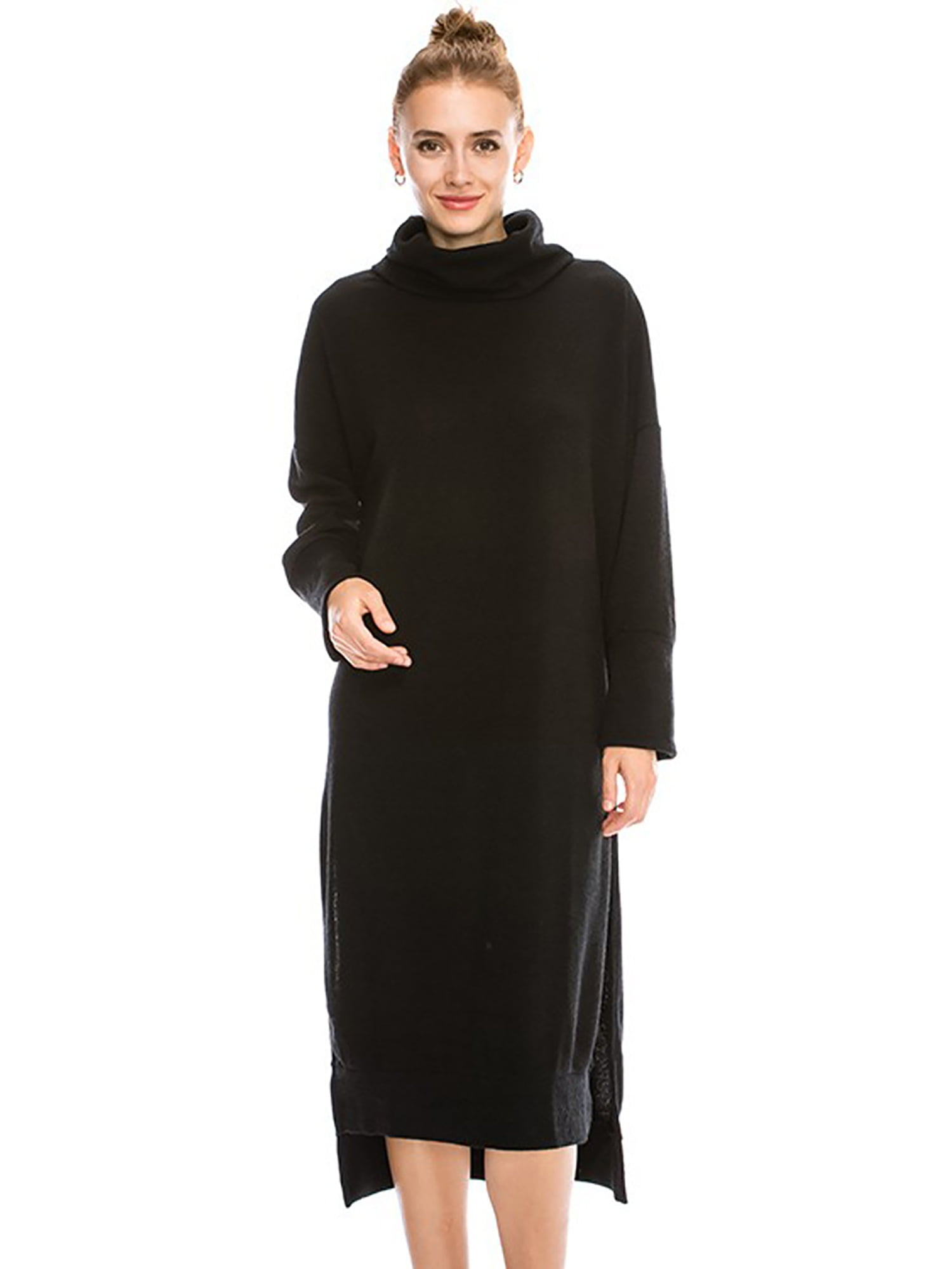 Loose Knit Turtle Neck Sweater Dress 
