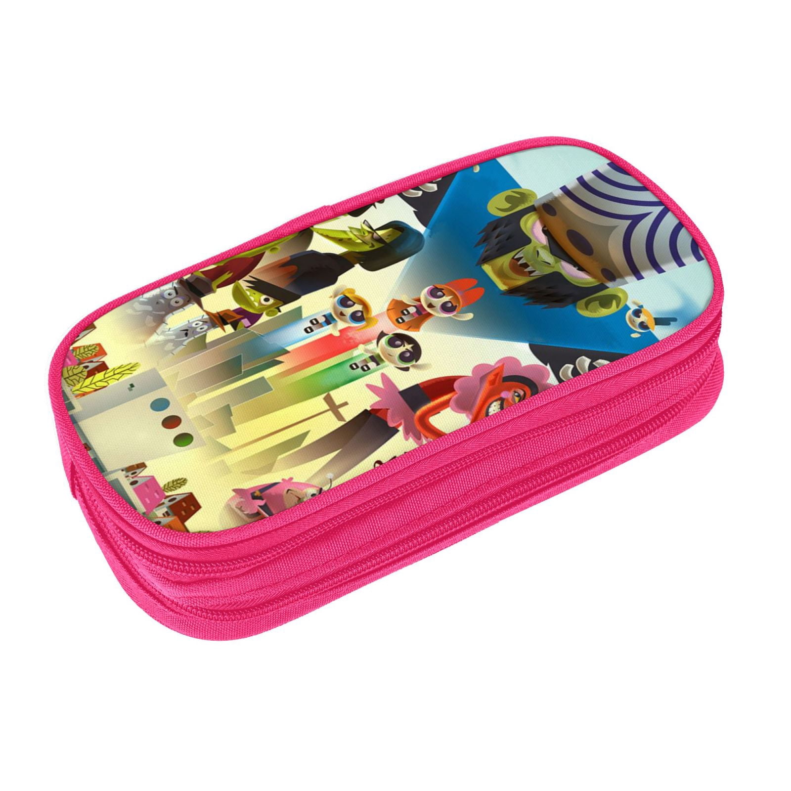 The Powerpuff Gi-rls Pencil Case Large Capacity Pencil Pouch Penbag Office Stationery Organizer Travel Makeup Bag Pink