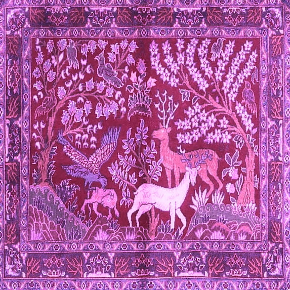 Ahgly Company Indoor Square Persian Purple Traditional Area Rugs, 4' Square