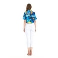thumbnail image 2 of Women's Hawaiian Tie Front Crop Top Aloha Shirt in Sunset Blue S, 2 of 5
