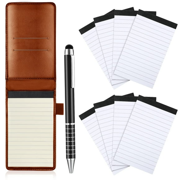 Conjunto Mini Porta Bloc de Notas de Bolsillo Outus con Cubierta de Cuero y Bolígrafo
