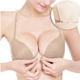 thumbnail image 2 of RKSTN Bras for Women Wireless Comfy Full Coverage Lightly Bras V-Neck Halter V Neck Front Open Solid Color Smoothing Everyday Bras, 2 of 3