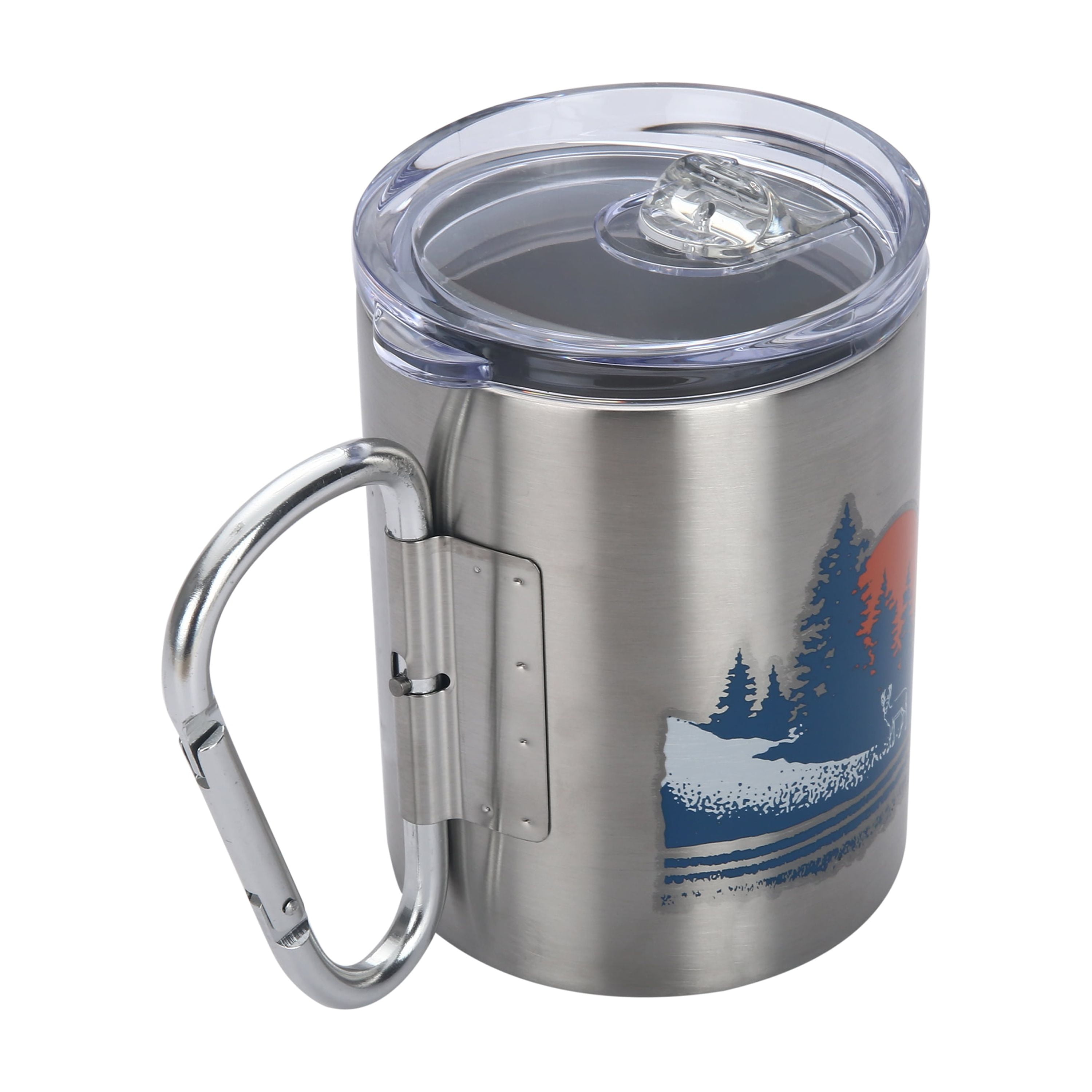 Ozark Trail Adventure Design Stainless Steel Mug with Lid and Carabiner  Handle, 17 fl oz. 