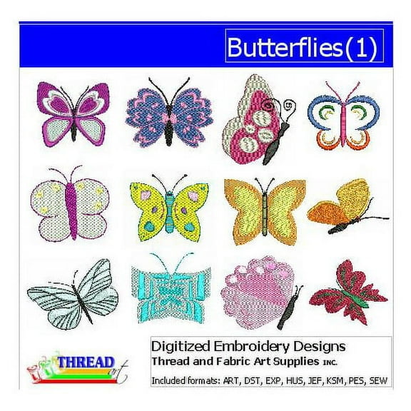 Butterflies(1) Embroidery Designs - All Popular Formats Included - Loaded on USB Stick