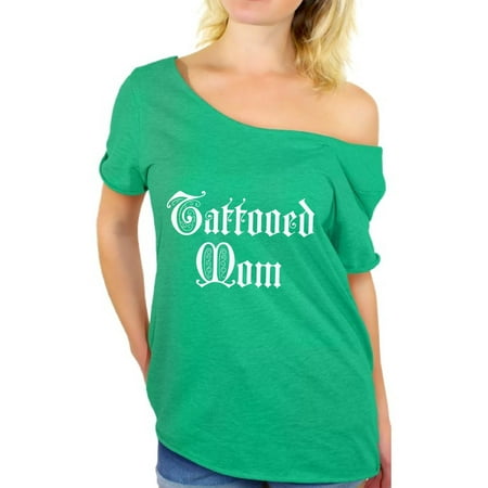 Awkward Styles Tattooed Mom Off Shoulder Shirt Inked Mom Tshirt Off The Shoulder Women's Tattoo Flowy Top Tattooed Baggy Shirt Tattoo Shirts for Mom Best Mom Tshirt Cool Mom Gifts Amazing Mom (Best Shoulder Tattoos For Guys)