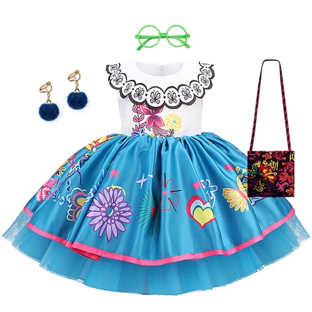 Vestido de princesa para niñas Encanto Mirabel Charm Vestidos Carnaval Halloween Niños Fiesta de cumpleaños Madrigal Disfraz Niños Prom Gowns3-4Y Tag-110 Gao Jinjia LED