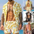 thumbnail image 3 of Conjunto de verano bohemio hawaiano para hombre, camisa de manga corta, pantalones cortos, conjunto de vacaciones en la playa TUNC Sencillez, 3 of 3