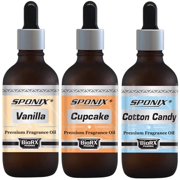 Fragrance Oil Aromatic Premium Grade Scented Perfume Oil Gift Set of 3 - Vanilla, Cupcake, Cotton Candy - ( 3 x 30 mL / 1 Oz ) by Sponix Made in USA (FAST SHIPPING)