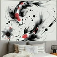 thumbnail image 2 of Autua Koi Fish Ink Wash Sumi-e Style Tapestry Wall Hanging Unique Graphic Tapestries for Home Decor Living Room Bedroom Dorm 60x50inch, 2 of 6
