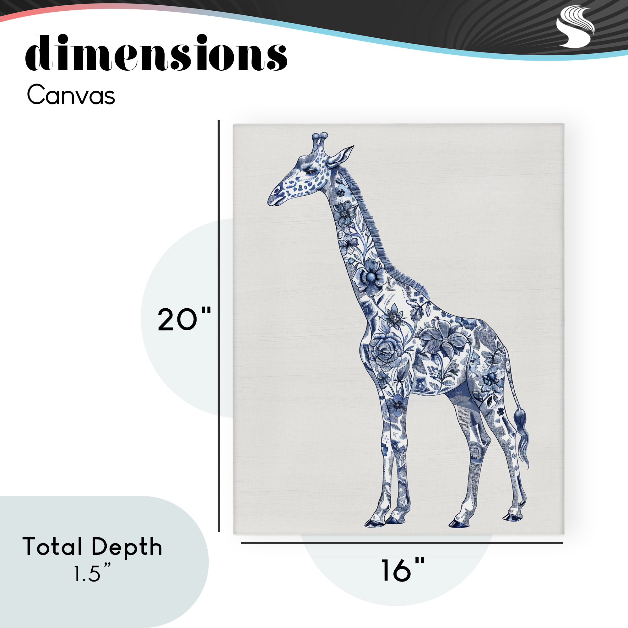 Vintage Toile Giraffe Canvas Wall Art, design by Lettered and Lined