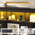 thumbnail image 6 of Blotout Farmhouse King Size Bed Frame with 55" Tall Storage Bookcase Headboard & 4 Drawers, Wood Platform Bed Frame with 24" Roman Colum Footboard, LED Light, Charging Station, No Box Spring Needed, 6 of 9