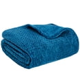 thumbnail image 2 of PAVILIA Soft Fleece Teal Blue Throw Blanket for Couch, Lightweight Plush Warm Blankets for Bed, Fuzzy Cozy Flannel Blanket Throw for Sofa, Travel, Jacquard Pattern, Teal Blue, 50x60 inch, 2 of 8