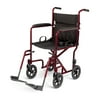 Medline Aluminum Transport Wheelchair with 8" Wheels, Swing Away Footrests & Permanent Full-Length Arms, Red
