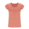 thumbnail image 5 of HBYJLZYG Slim Fashion Women's Casual Solid Color Short Sleeve Round-Neck Blouses Shirts, 5 of 7